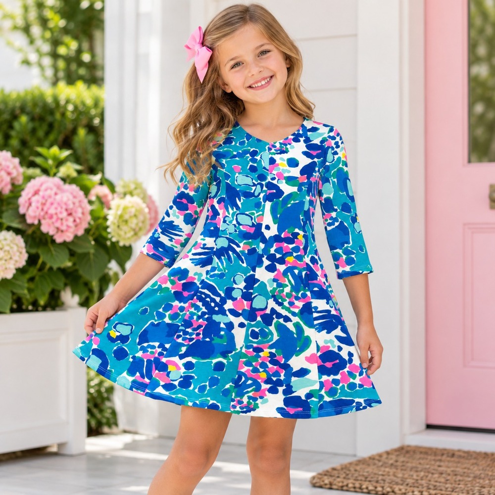 Lilly Pulitzer Girls Amelia Dress Sz M 6 7 Hit the Spot Fit Flare Preppy Resort